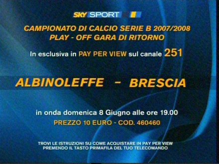 Calcio Serie B: domenica il ritorno di Albinoleffe-Brescia in PPV su SKY